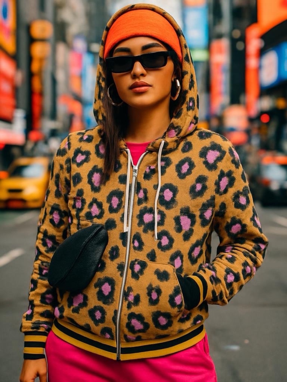 Blumin light weight hoodie with pockets animal print Size S